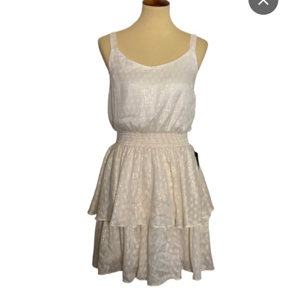 EXPRESS IVORY/ GOLD SLEEVELESS DRESS Size S - Picture 2 of 12